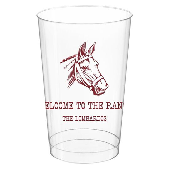Outlined Horse Clear Plastic Cups